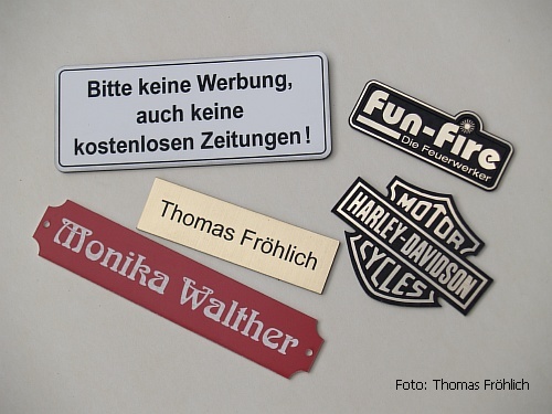 Schilder mit Gravur